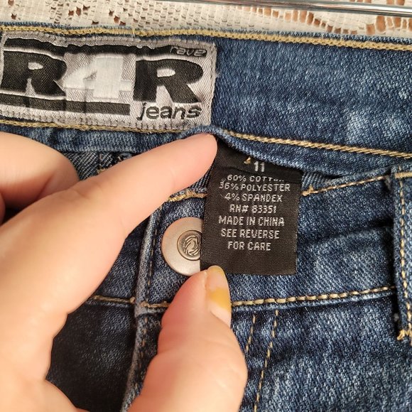RAVE R4R JEANS Medium to Dark Wash Junior's Stretch Bootcut Denim Jeans | 11 - Picture 3 of 7